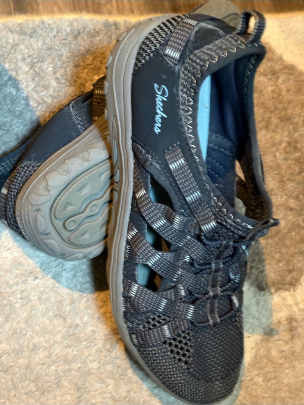 Skechers Black Slip-On Knit Kids Sneakers